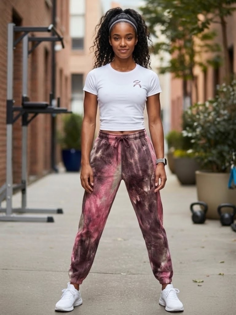 Dance & Marvel Tie-Dye Jogger Pants — Pink & Brown